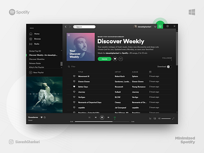 Minimized Spotify on Windows 10 desktop microsoft minimal music spotify ux windows windows 10