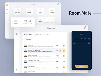 Hotel app UI/UX tablet/mobile - Room Mate