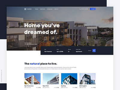 Apartment Home Concept apartment design home homepage layout page real estate search bar ui web