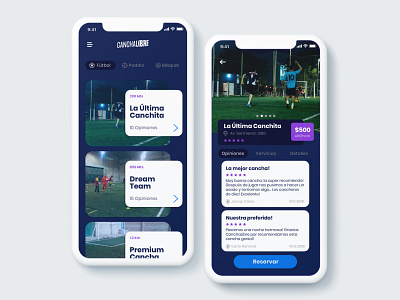 Mobile App - CanchaLibre booking booking system dark mobile mobile app mobile design mobile ui soccer soccer app sports ui ui ux ui design uidesign uiux