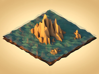 Sea Mountains (Low Poly Isometric) 3d c4d isometric low poly lowpoly mountains sea