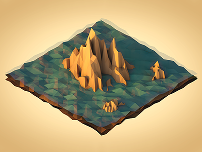 Sea Mountains (Low Poly Isometric)