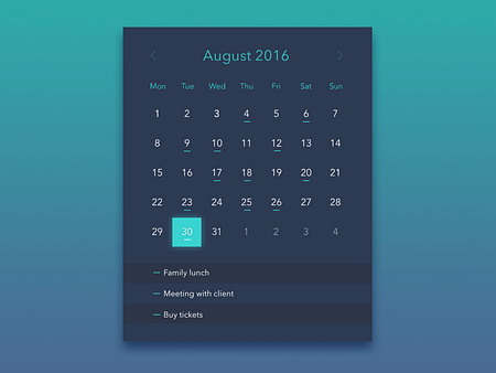 Daily UI #038 - Calendar by Ettore Tortora on Dribbble