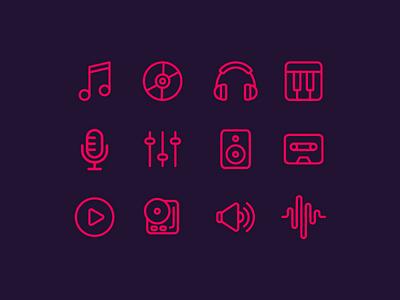 🎵 Music Icons (Freebie) free freebie icon set icons line media music outline rounded sound