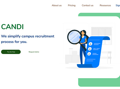 CANDI - campus recruitment Landing page design illustration landing page design landingpage product product page ui ux web