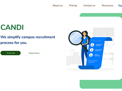 CANDI - campus recruitment Landing page design illustration landing page design landingpage product product page ui ux web