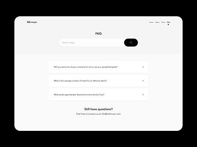 FAQ page for music composer desktop design faq ux web