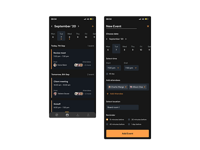 Dark UI - Event App product