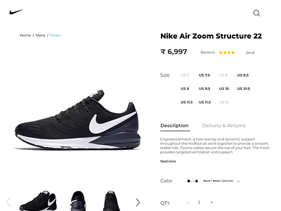 Nike Product Detail Page UI