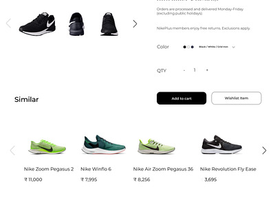 Nike Product Detail Page UI - Screen 2 product product detail page ui web