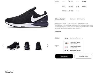 Nike Product Detail Page UI - Screen 3