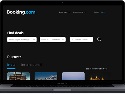 Booking.com Dark Mode UI design landingpage product ux web