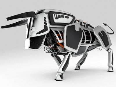Mechanical bull 3d animal art bull details mechanical modeling render robot