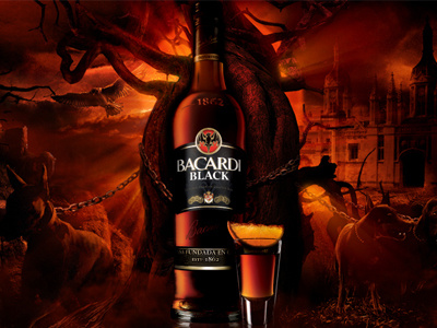 Bacardi 3d alcohol bacardi black cinnamon drink glass modeling orange rum strong visualization