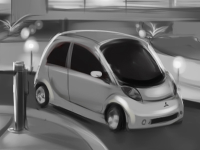 Mitsubishi Imiev_Storyboard 3d animation car compact electric car future madpencil mitsubishi power savings storyboard white