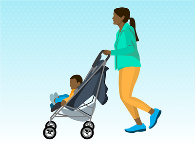 People Illustrations - Woman + Stroller