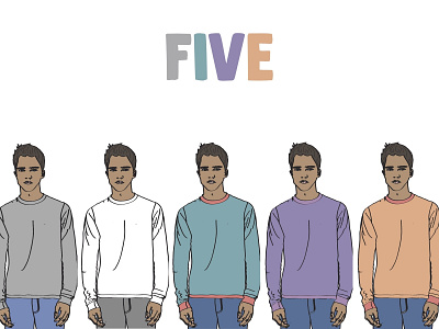 Five guy line up design drawing fashion five illustration lineup