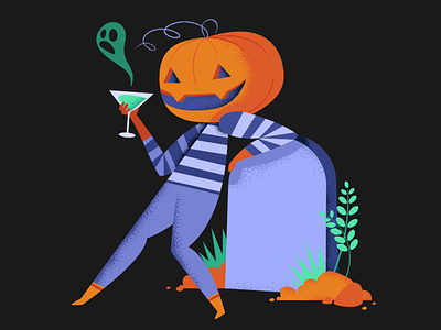 halloween pumpkin sipping charachter design character design halloween halloween design illustration illustrator illustrator cc october31