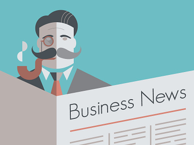 Retro Businessman business businessman illustration monocle mustache newspaper pipe retro smoke vintage