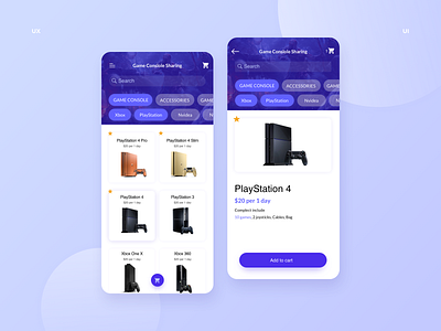 Game Console Sharing App app applications ecommerce app game console inspiration mobile playstation store ui ui design ux design