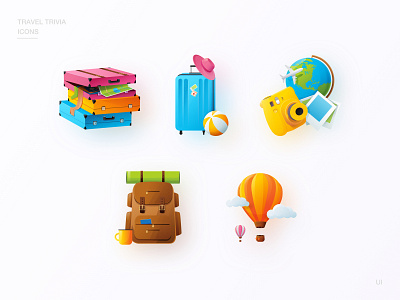 Travel Trivia icon set