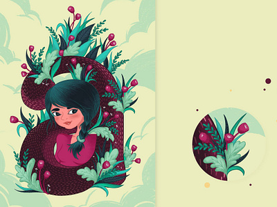 transpire character design floral illustration letterform profile