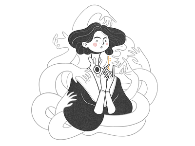 open your mind black and white cartoon character character design color comic concept cute doodle drawthisinyourstyle ghost girl illustration key line minimal monochrome pencil simple