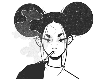 girl black and white cartoon character character design cigarette comic drawing illustration line minimal monochrome pencil procreate simple