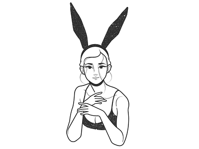 girl black and white bunny cartoon character character design comic drawing illustration line magic minimal monochrome pencil procreate simple