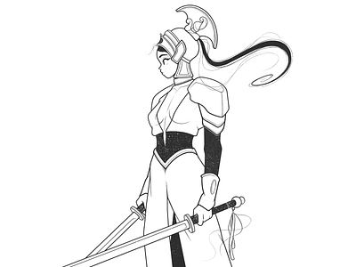 warrioress black and white challenge character design comic drawing fantasy girl goddess illustration line magic minimal monochrome mythology warrioress