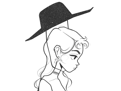 girl black and white cartoon challenge character character design comic concept cowgirl draw drawing dtiys illustration line minimal monochrome pencil portrait procreate