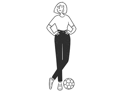 girl black and white cartoon character design comic confidence drawing football girl illustration line minimal monochrome pride proud soccer soccer player ui ux