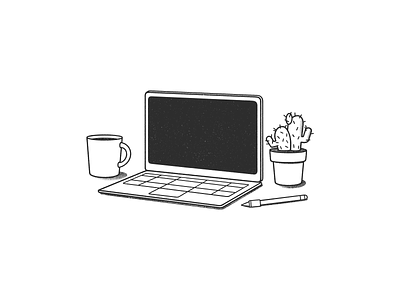 home workplaces black and white cartoon comic computer desk home home work icon icons illustration line minimal monochrome product design remote work simple ui ux web design work