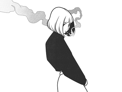 girl black and white cartoon character character design cigarette comic draw drawing girl illustration line minimal monochrome simple