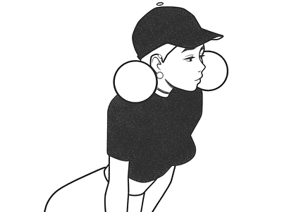 girl black and white body cartoon character character design comic drawing girl illustration line minimal monochrome simple