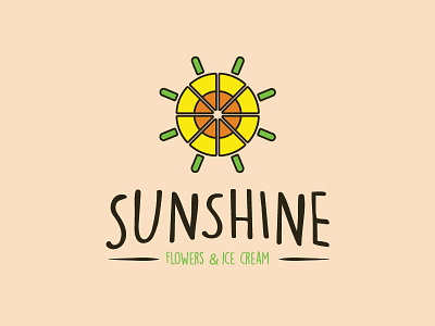 How Sun, Flower, and Ice Cream Fusion 3 colors logo brand brand identity branding flower logo ice cream logo icecream icon logo logodesign logotype sun flowers vector yellow logo