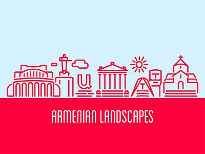 Armenian Landscapes armenia church city illustration karabakh landmark landscape line simple skyline