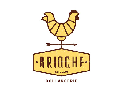 Brioche Boulangerie Logo armenia boulangerie cock croissant dessert france logo morning retro rooster sign vintage