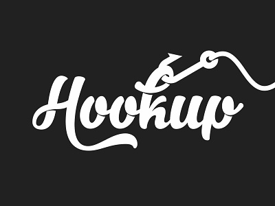 Hook Up Logo black handwritten hook hookup logo negative space retro white