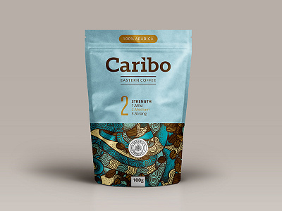 Caribo Coffee Packaging armenia blue coffee espresso ethnic package packaging paper bag production zip lock