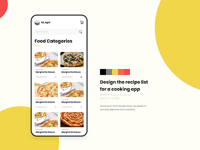 Recipe list for a cooking app