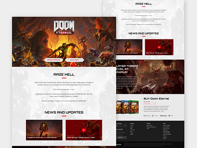 Doom Eternal - Website Remake affinitydesigner doom eternal gaming website redesign webdesign whitetheme