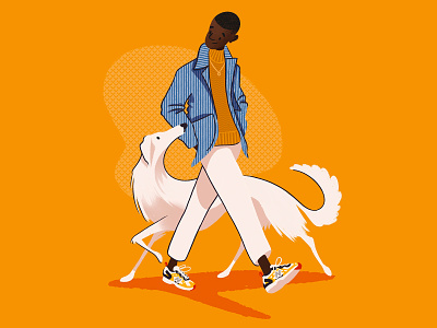 Out for a walk autumn character art character design design digitalart dog editorial editorial art fashion fashion illustration graphic design illustration illustrator menswear photoshop walkies