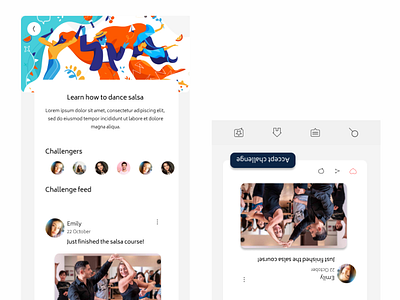 Challenge feed screen app app design challenge design illustration mobile app mobile design tunisia ui ux