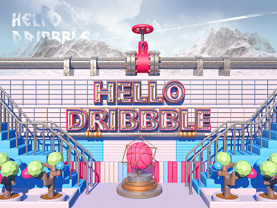 Hello Dribbble ! 3d c4d fun hello