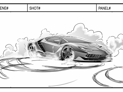 Lamborghini storyboard frame illustration storyboard