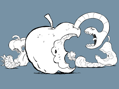 Worm Apple caricature design illustration visual development