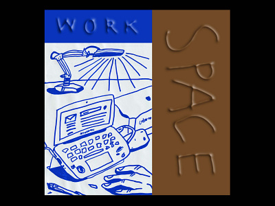 Work space blue desktop design illustration illustration art lamp laptop marker posca work desk working space workspace