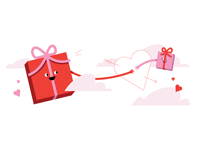 Valentine's Day illustration 14 feb caracters cute heart illustration art love presents valentine valentines day