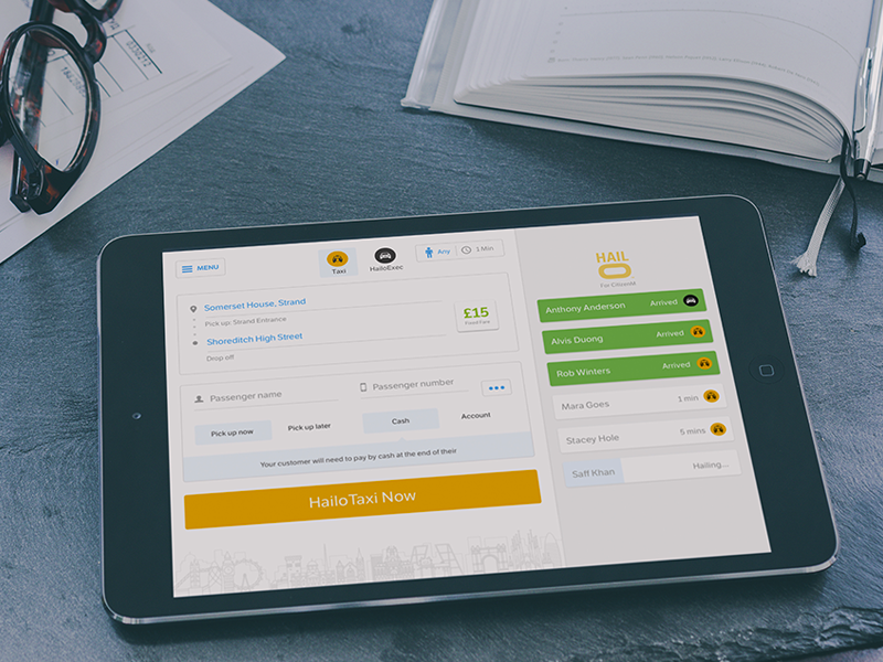 Hailo Hub tablet ui design taxi ipad hailo business web app responsive